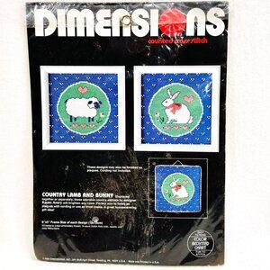 Vintage Dimensions Cross Stitch Kit Country Lamb & Bunny (1986) - New/Sealed